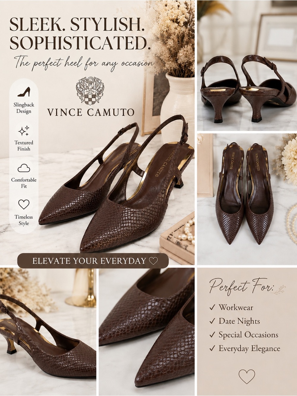 Vince Camuto Sindree Chocolate Pumps-Size 11